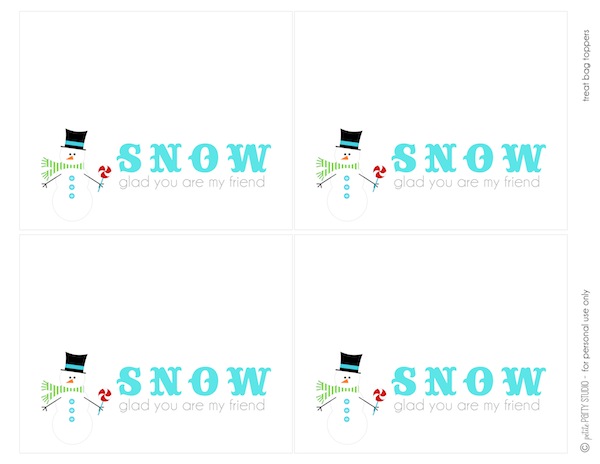 Snowman Treat Bag Toppers